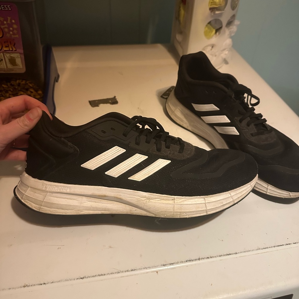 Adidas Men's Black and White Athletic Shoes